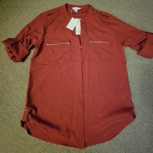 NWT CALVIN KLEIN Ladies M button-down blouse